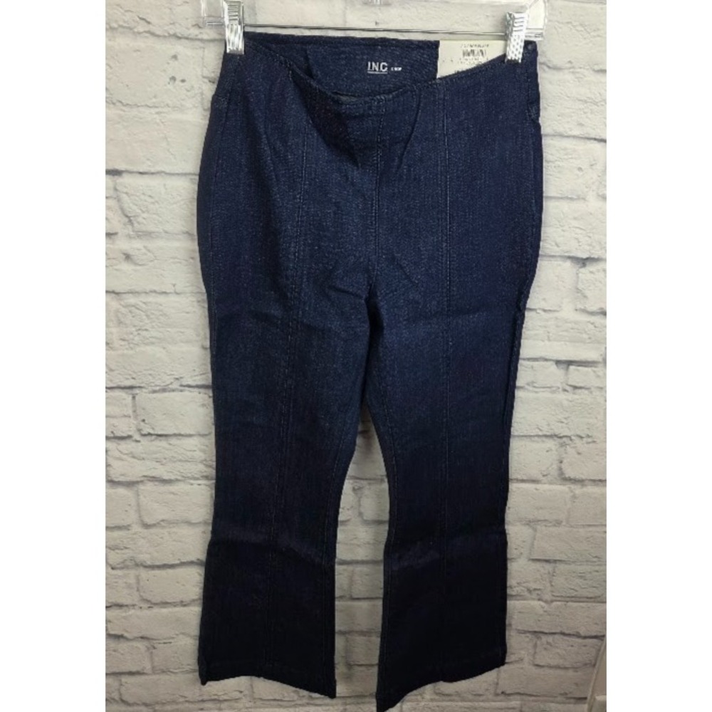 INC International Concepts Womens Crop Flare Jeans Size 4 Dark Indigo High Rise